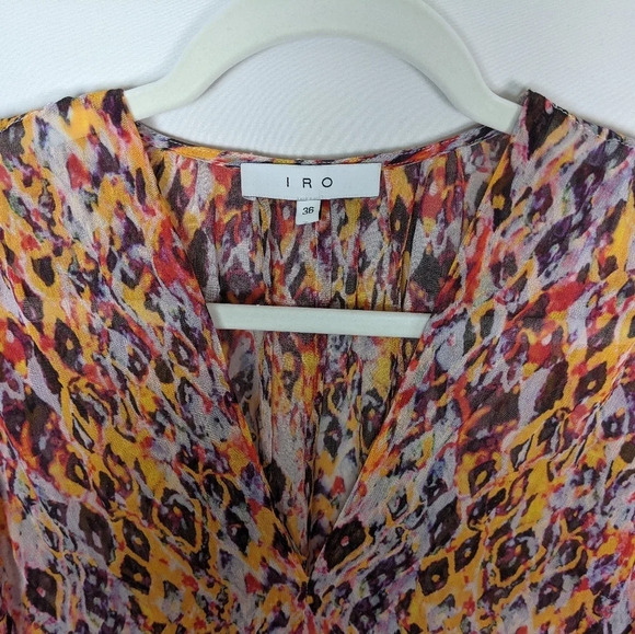 IRO Orange Plum Ohno Abstract Tropical Print Dress Flowy Tie Waist Sleeveless - Picture 12 of 14